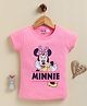 Biskid Sinker Knit Disney Mickey Mouse & Friends Featuring Half Sleeves Minnie Mouse Printed Top - Pink