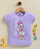 Biskid Cotton Sinker Knit Disney Mickey Mouse & Friends Featuring Half Sleeves Daisy Duck Printed Top - Purple