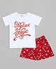 Sheer Love Cotton Jersey Knit Half Sleeves I Believe In Magic Text Printed Tee & Shorts Night Suit - White