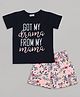 Sheer Love Cotton Jersey Knit Half Sleeves Got My Drama From My Mama Text Printed Tee & Shorts Night Suit - Navy