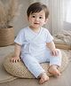 Mi Arcus Knit Half Sleeves  Textured Tee & Pant Set - Blue