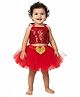Tilism Net Knit Sleeveless Sequins Embellished Halter Neck Crop Top & Skirt Set - Red