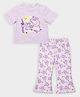 Mi Arcus Cotton Elastane Knit Peppa Pig Featuring Half Sleeves Character Printed Tee & Legging Set - Lavender