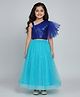 Tilism Net Knit Sleeveless Sequins Embellished Crop Top & Skirt Set - Sky Blue