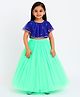 Tilism Net Knit Half Sleeves Mirror Work Detailed Crop Top & Skirt - Green
