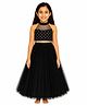 Tilism Net Sleeveless Geometric Designed Stones Embellished Top & Skirt Set - Black
