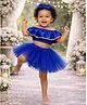 Tilism Net Knit Off Shoulder Lace Detailed Crop Top & Skirt Set - Blue