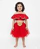 Tilism Net Knit Off Shoulder Lace Detailed Crop Top & Skirt Set - Red