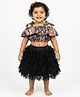 Tilism Net Knit Sleeveless Abstract Printed Top & Skirt Set - Black