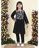 Little Bansi Cotton Woven Full Sleeves Floral Embroidered Kurti & Salwar Set - Black