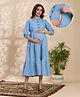 NIGHTSPREE Denim Woven Three Fourth Sleeves Solid Printed Maternity Dress With Side Zipper Nursing Access - Sky Blue