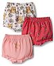 Babyhug Single Jersey Knit Bear  & Floral Printed Blomers Pack of 3 - Pink Red & White
