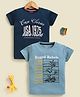 Biskid Sinker Knit Pack Of 2 Half Sleeves USA 1975 & Board Rebels Text Printed Tees  - Blue