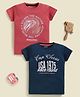 Biskid Sinker Knit Pack Of 2 Half Sleeves USA 1975 & Escape The Nature Text Printed Tees - Blue & Rust
