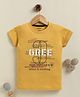 Biskid Sinker Knit Half Sleeves Typography Printed Tee - Mustard
