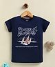 Biskid Sinker Knit Half Sleeves Courage Of Champions Text Printed Tee  - Navy Blue
