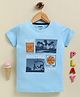 Biskid Sinker Knit Half Sleeves Basket Ball Printed Tee - Blue