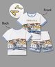 OLLINGTON ST. Sinker Knit Half Sleeves T-Shirt & Shorts Set With Front & Back Croatia Print - Multicolor