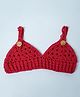 Knits & Knots Cotton Knit Sleeveless Button Embellished Crochet Top - Red