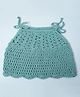 Knits & Knots Cotton Knit Sleeveless Solid Crochet Top - Green