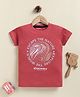 Biskid Sinker Knit Half Sleeves Escape The Nature Text Printed Tee - Rusty Red