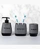 The Better Home Premium 3 Pcs Polyresin Bathroom Accessories Set | Liquid Soap Dispenser 250ml Tooth Brush Holder Water Tumbler | Moisture Resistant Non Fragile Scratch Proof | Black Pack of 3