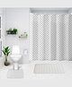 The Better Home Shower Curtain(180 * 180cm) Bathroom Mat(45 * 75cm) & U Shaped Mat(45 * 38cm) | 3Pcs Bathroom Accessories Set | Anti Skid Mat for Bathroom Floor | Water-Poof Polyester Material-Grid