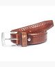 THE CLOWNFISH Men's Genuine Leather Belt with Textured/Embossed Design- Ochre (Size-32 inches)
