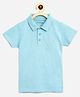 Campana Cotton Knit Half Sleeves Solid Polo Tee - Light Blue