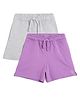 Campana 100% Cotton Knit Pack Of 2 Solid Shorts - Purple & Light Grey