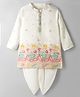 EARTHY TOUCH Cotton Viscose Woven Full Sleeves Floral Embroidered Kurta & Dhoti Set - OffWhite