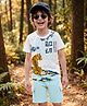 OLLINGTON ST. Cotton Knit Printed Half Sleeves T-Shirt & Shorts Set - White & Sky Blue