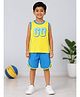 Kaboosh Knit Sleeveless Go Text Printed Tee & Shorts Set - Yellow & Royal Blue