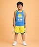 Kaboosh Knit Sleeveless Slam Dunk Text Printed Tee & Shorts Set - Royal Blue & Yellow