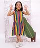 KID1 Cotton Woven Sleeveless Striped Dress - Multi Colour