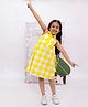 KID1 Cotton Woven Sleeveless Diamond Checked Dress - Yellow