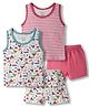 OHMS Single Jersey Knit Sleeveless Striped & Animal Printed T-Shirts & Shorts Set Pack of 2 - Multicolour