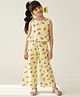 Tales & Stories Cotton Woven Sleeveless Butterfly Printed Coordinating Top & Pant Set - Yellow