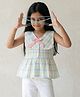 Tales & Stories Cotton Woven Sleeveless Checked Peplum Top - Multi Colour