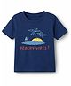 KAVEE Cotton Knit Half Sleeves Beach Theme Printed Tee - Navy Blue