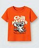 KAVEE Cotton Knit Half Sleeves Cool Koala Printed Tee - Neon Orange