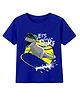 KAVEE Cotton Knit Half Sleeves Dinosaur & Typography Printed Tee - Royal Blue