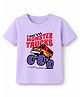 KAVEE Cotton Knit Half Sleeves Monster Trucks Text Printed Tee - Lavender