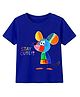 KAVEE Cotton Knit Half Sleeves Mouse & Stay Cute Text Printed Tee - Royal Blue