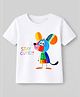 KAVEE Cotton Knit Half Sleeves Mouse & Stay Cute Text Printed Tee - White