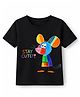 KAVEE Cotton Knit Half Sleeves Mouse & Stay Cute Text Printed Tee - Black