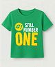 KAVEE Cotton Knit Half Sleeves Still Number One Text Printed Tee - Green