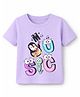 KAVEE Cotton Knit Half Sleeves Music Text Printed Tee - Lavender
