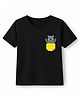 KAVEE Cotton Knit Half Sleeves Animal Printed Tee - Black