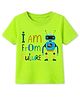 KAVEE Cotton Knit Half Sleeves Robot & I Am From Future Text Printed Tee - Neon Green